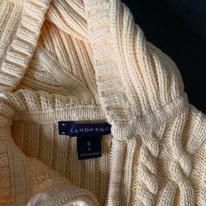 Land’s End yellow cable knit chunky hoodie sweater zip up (kid)